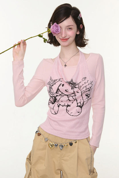 Rabbit Print Halter Top