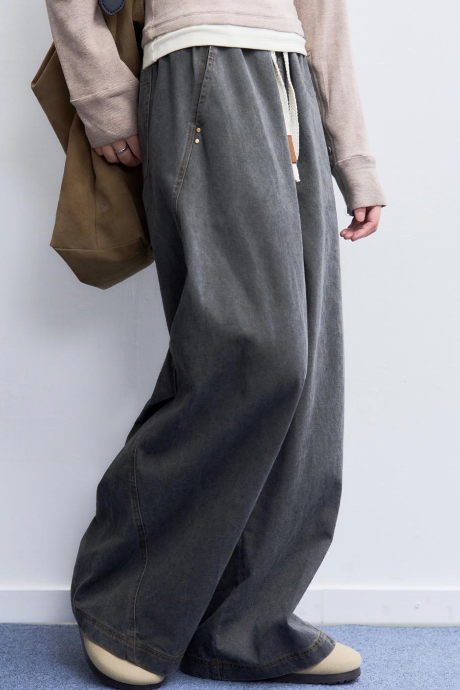 ルーズフィットスラックススタイルパンツ