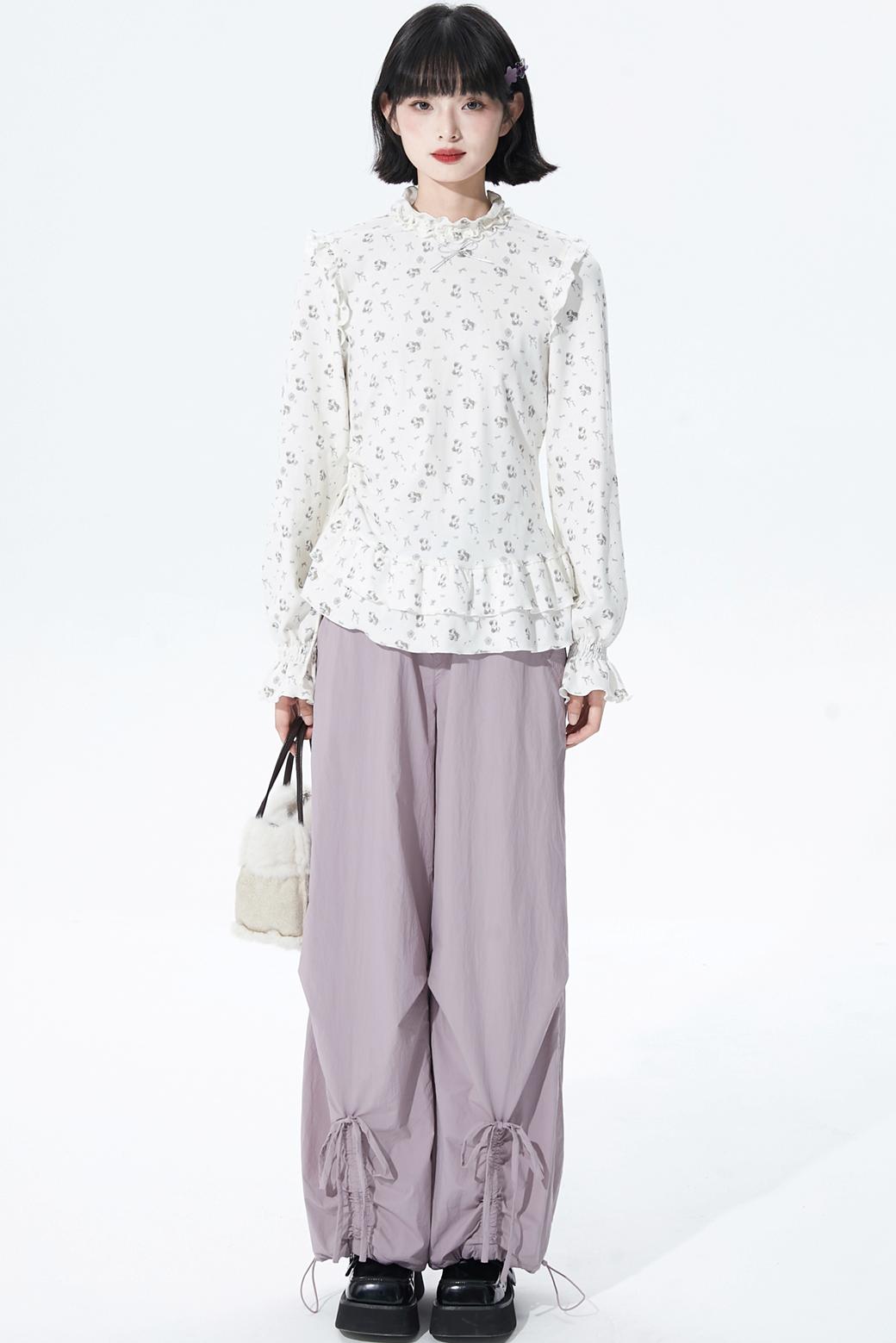 Gray purple fleece lined pants