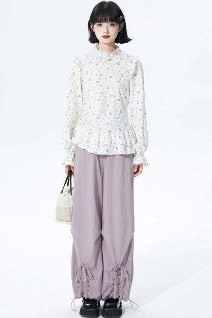 Gray purple fleece lined pants