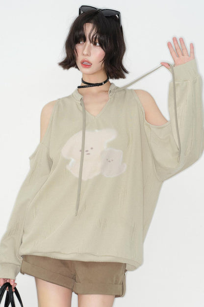 Off-the-shoulder Printed Blouse