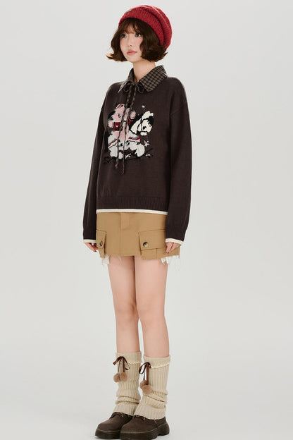 レトロジャガードソフトカラートップス