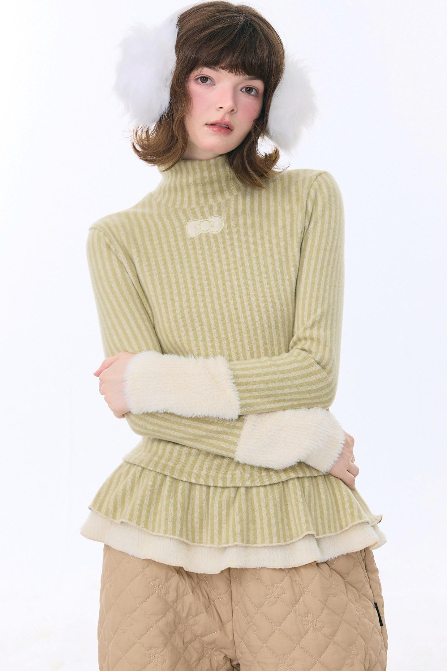 One-point Bow Peplum Top