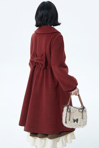 レッドラッフルウールコート