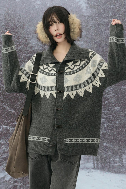 カラーコントラストニットカーディガン