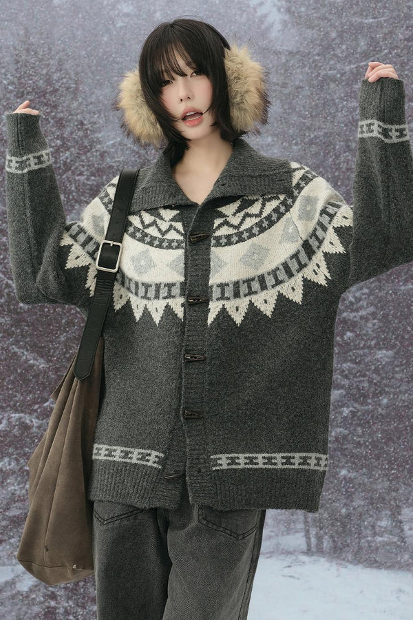 カラーコントラストニットカーディガン