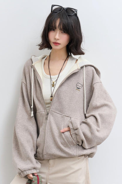 Solid Color Hooded Jacket Setup