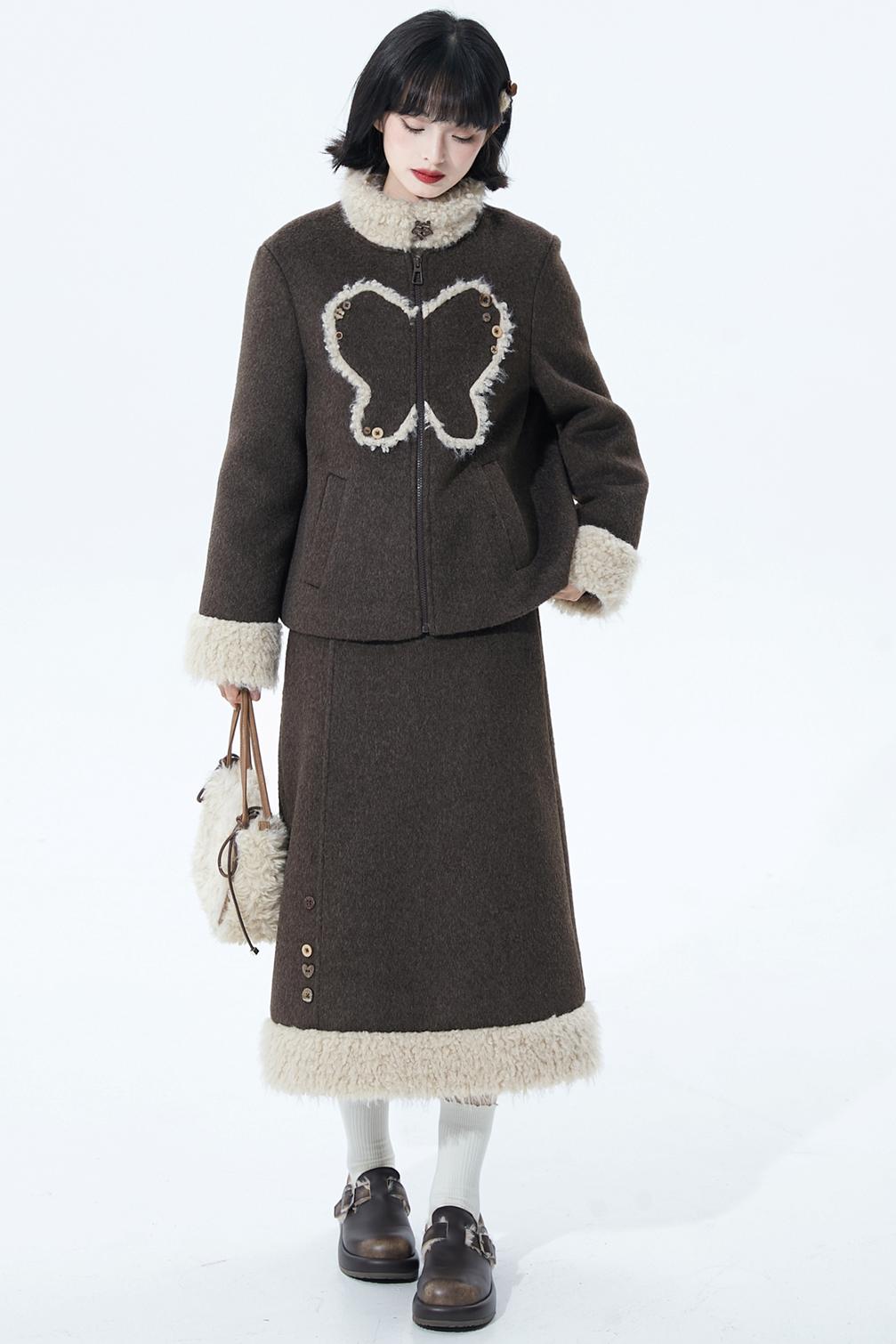 ダークブラウンファーカラーコート