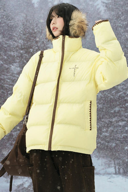 カラーブロックスタンドカラーコート