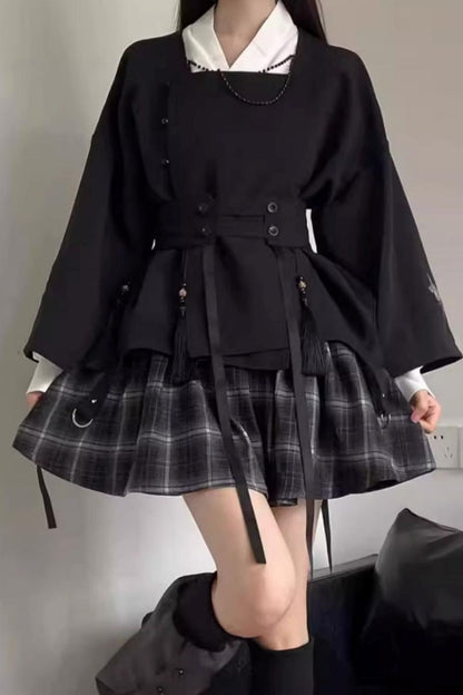 Shadow Jacket + Check Skirt + Shirt