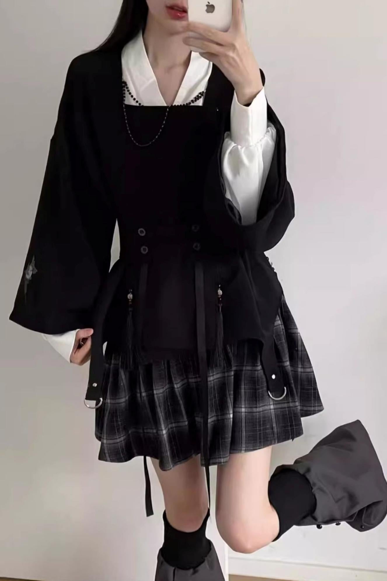 Shadow Jacket + Check Skirt + Shirt