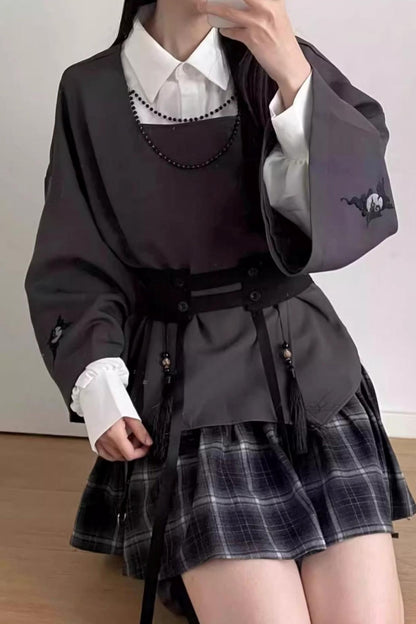 Shadow Jacket + Check Skirt + Shirt