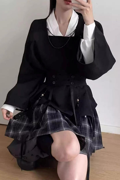 Shadow Jacket + Check Skirt + Shirt