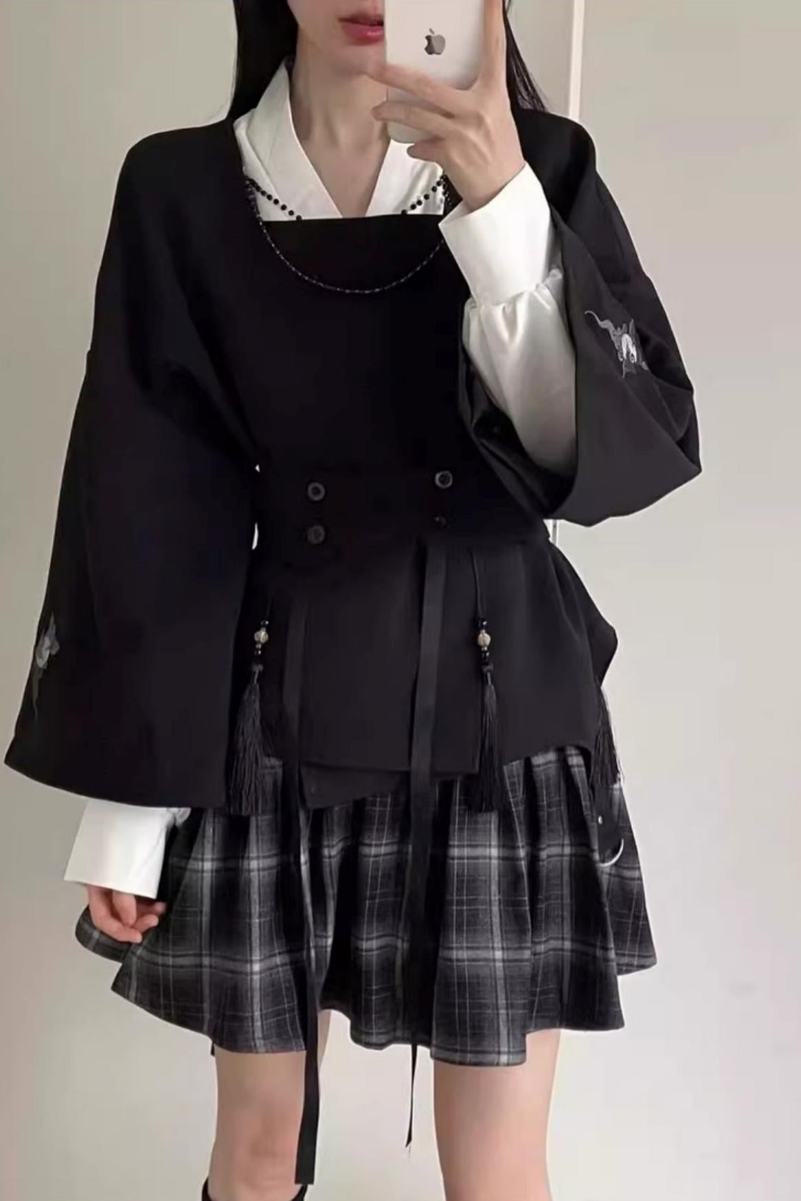 Shadow Jacket + Check Skirt + Shirt