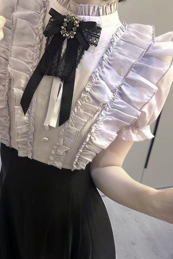 Klassisches Prinzessinnen-Langkleid + Schleifenaccessoire mit Strasssteinen
