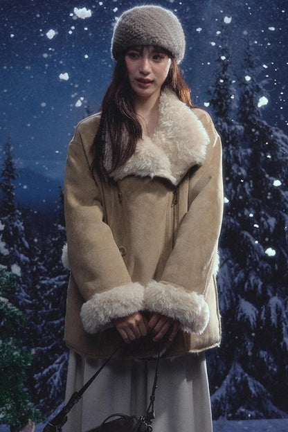 リバーシブルファースエードコート