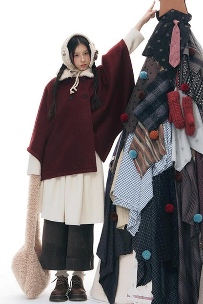 レトロトップス+プレッピープリーツスカート+スカーフ