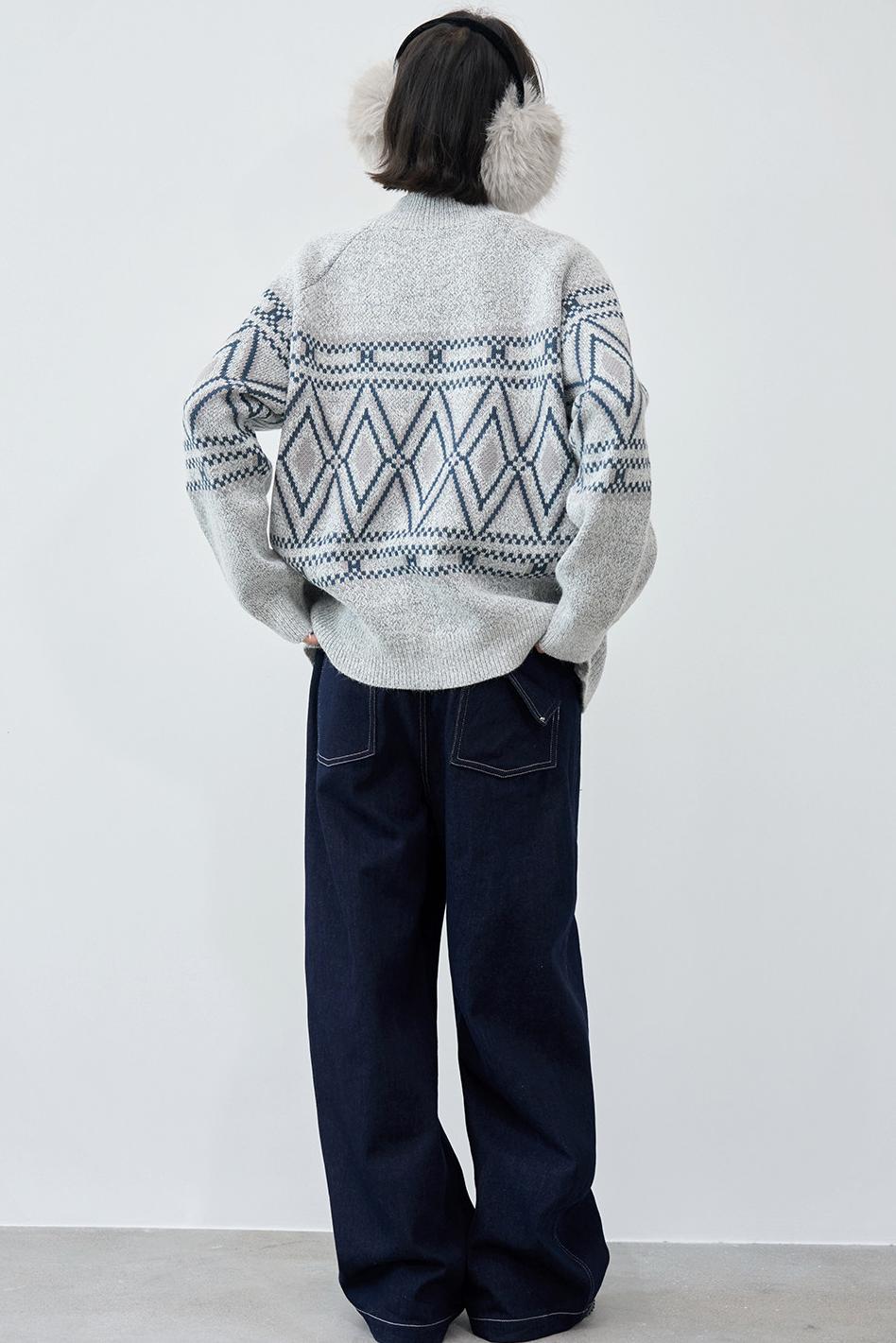 Fair Isle Argyle Knit Cardigan