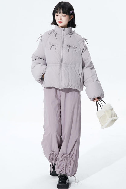 Gray purple fleece lined pants