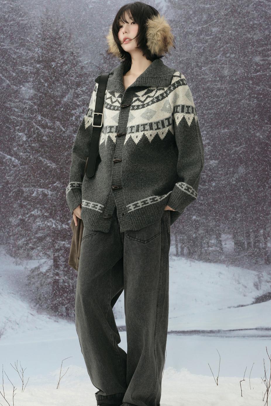 カラーコントラストニットカーディガン