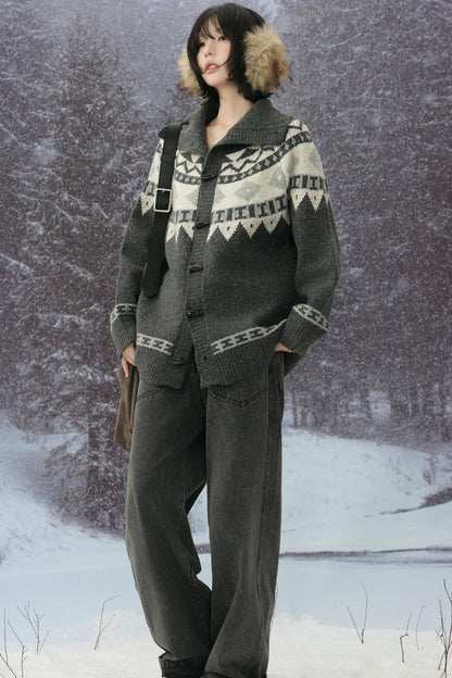 カラーコントラストニットカーディガン