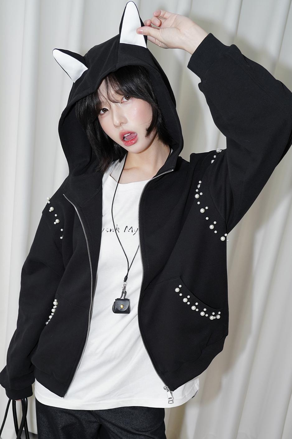 Hooded Ear Loose Fit Jacket