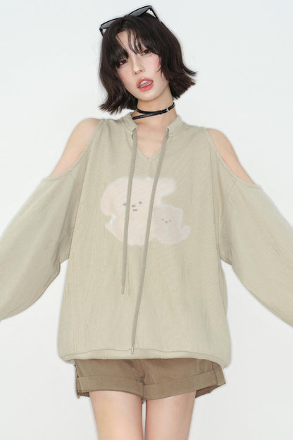 Off-the-shoulder Printed Blouse