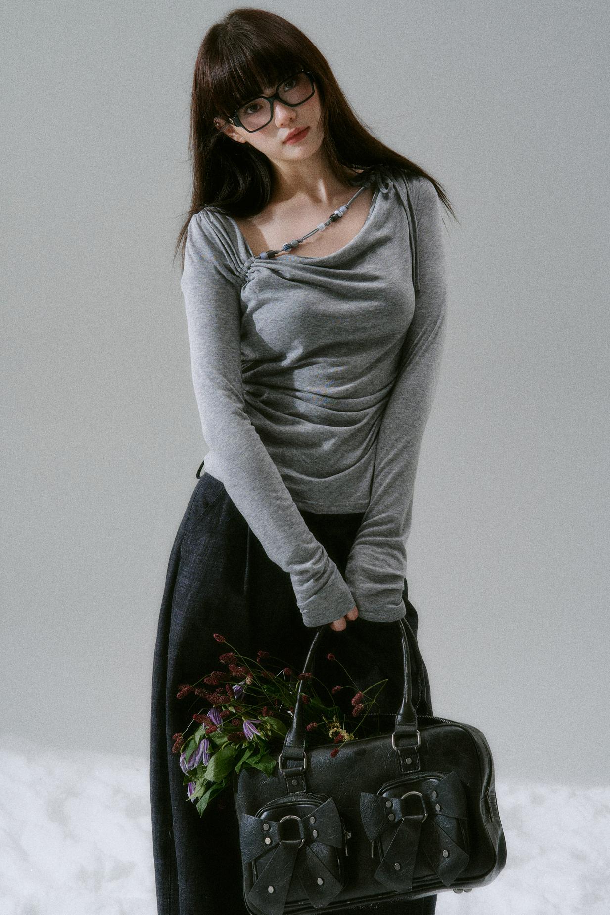 Open collar tight mode top