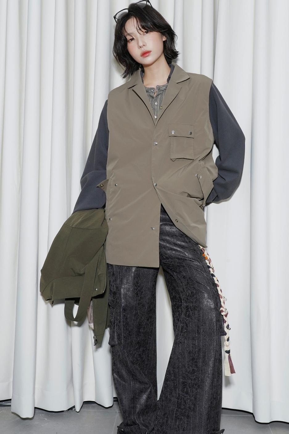 stand collar padded vest