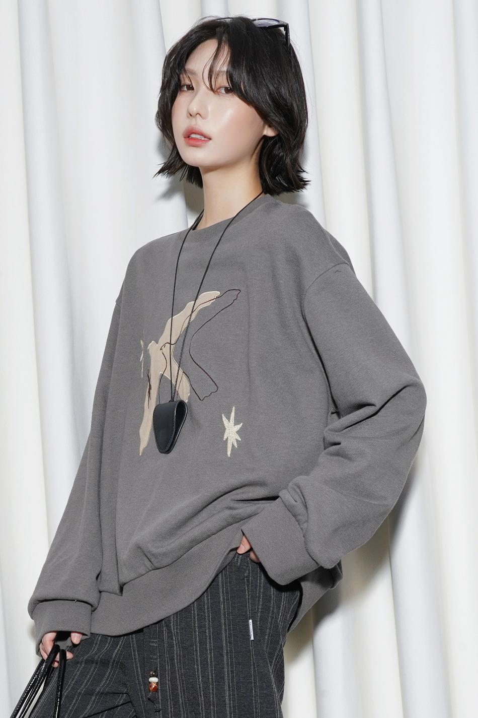 エンブロイダリーロングスリーブニットスウェット