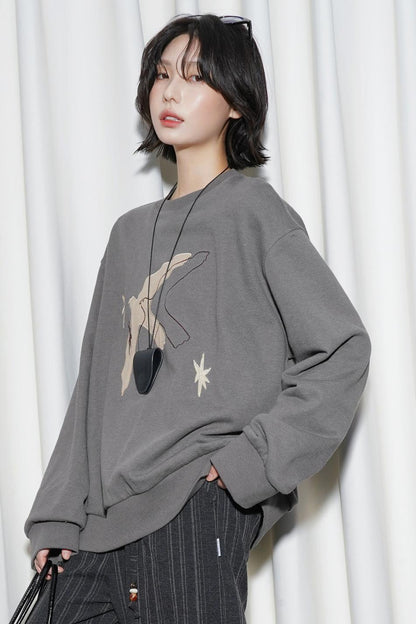 エンブロイダリーロングスリーブニットスウェット