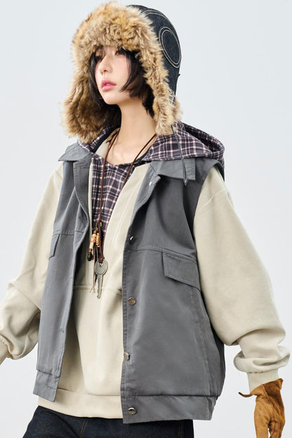 Stand collar padded vest