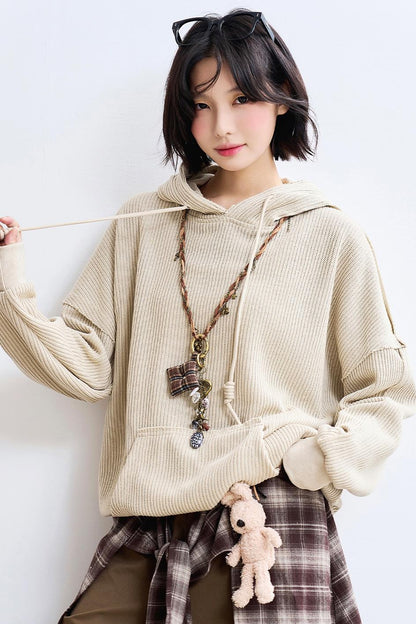 Casual Rib Knit Sweatshirt