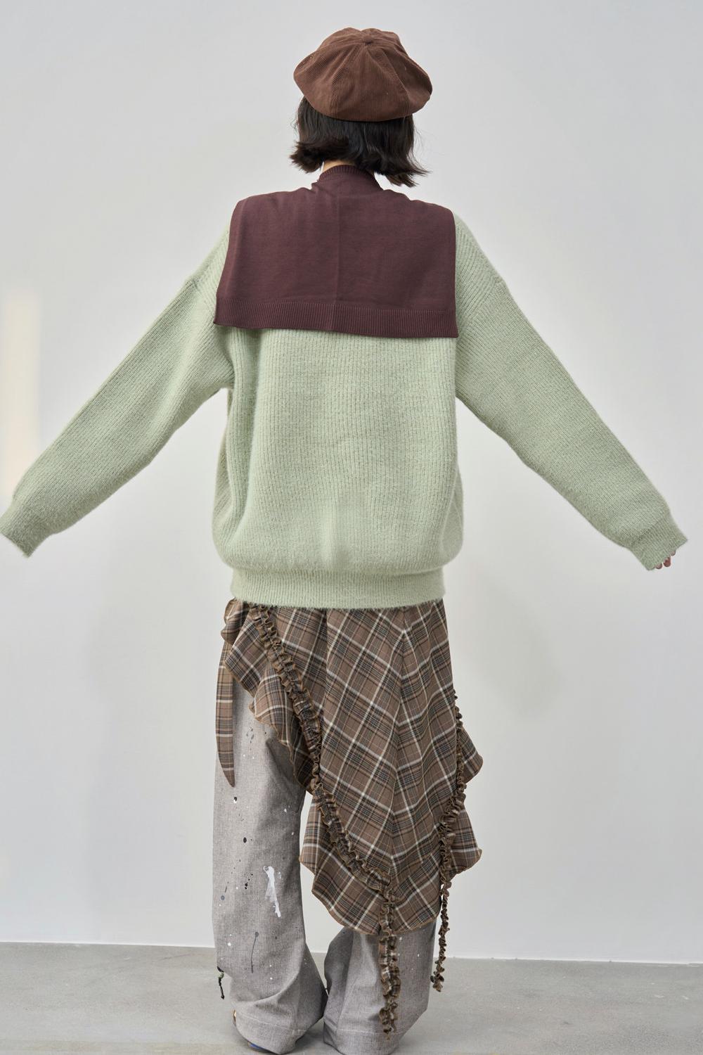 Gravity Color Block Shawl Collar Sweater