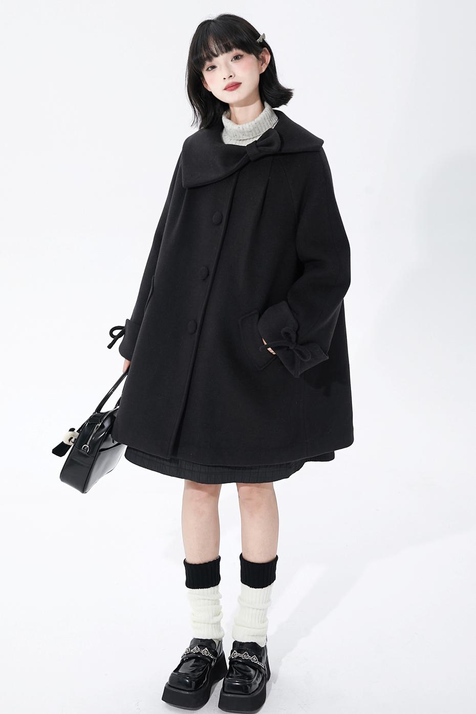 インクダイアシンメトリーウールコート