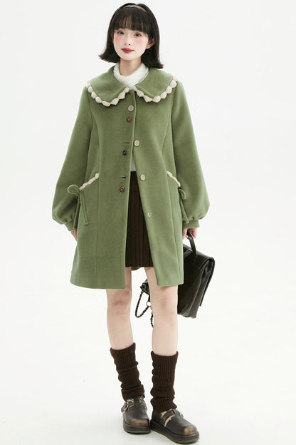 ジャスミングリーンウールコート