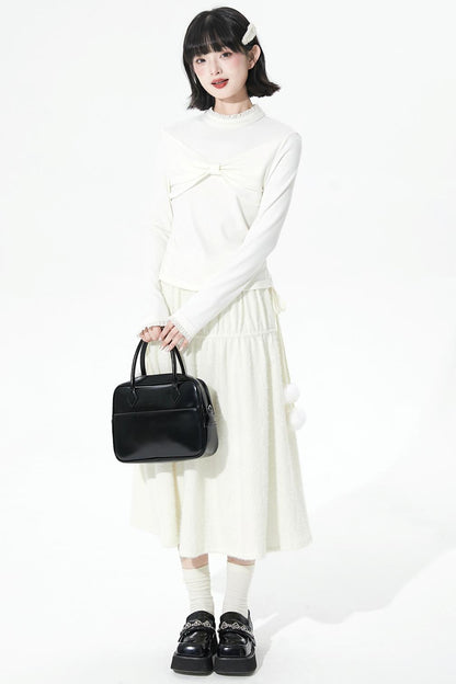 ソフトリブドニットフレアスカート