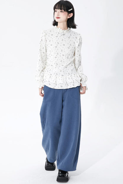 ホワイトパピーモチーフニットトップ