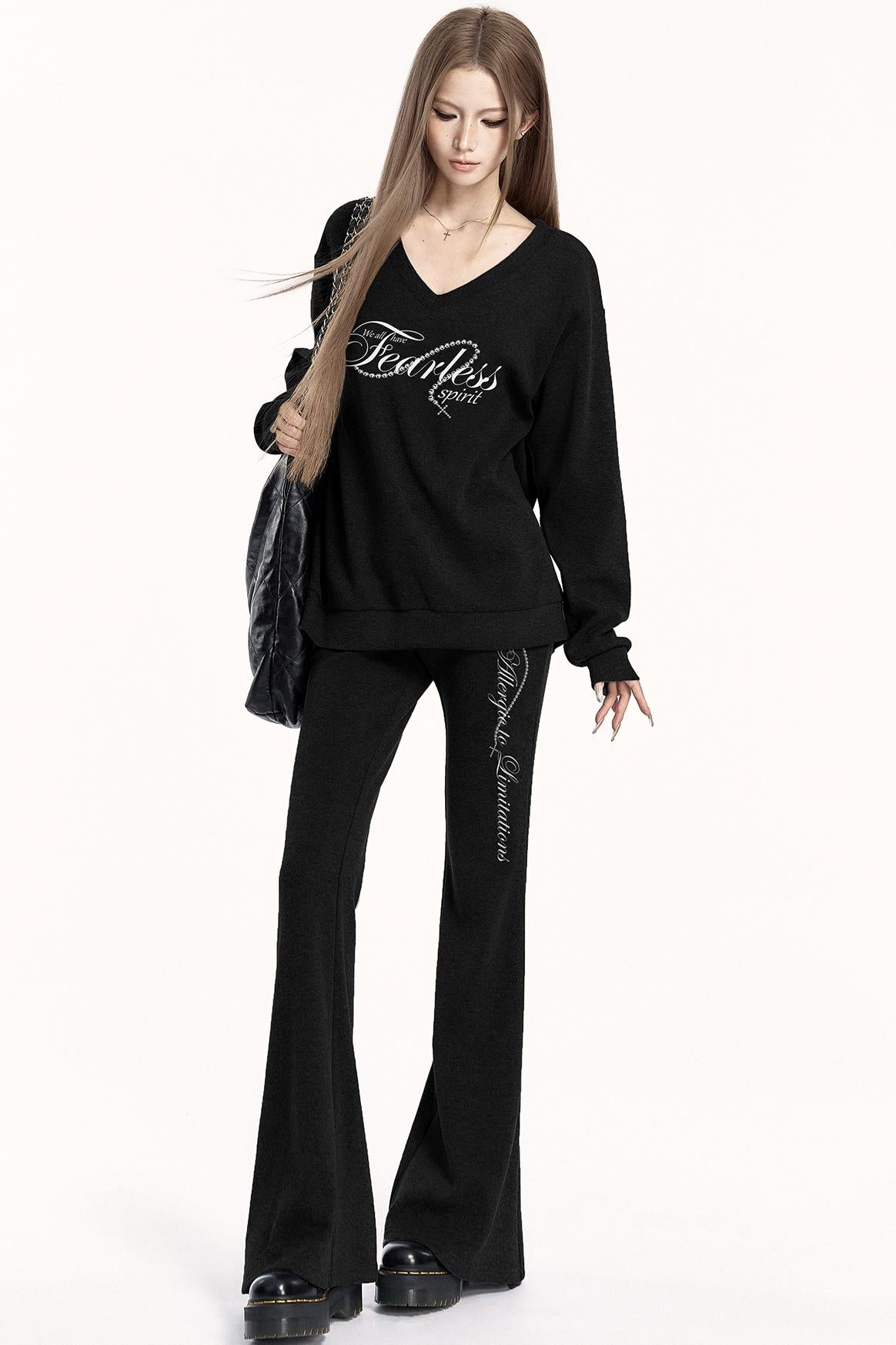 Brushed V-Neck Sweatshirt Setup