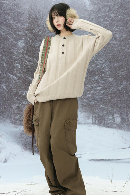 striped round neck sweater