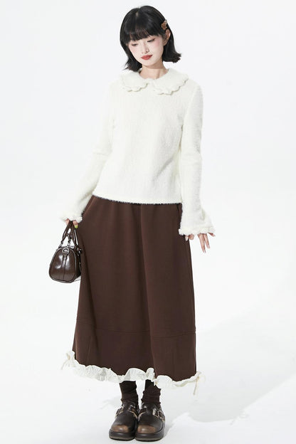 Feather Yarn Doll Collar Sweater