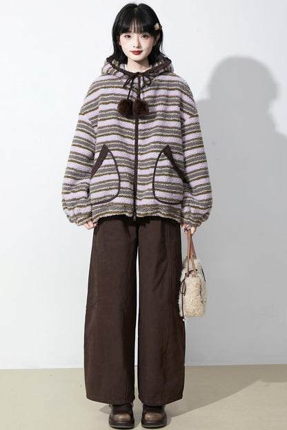 ピンクパープルラムウールコート