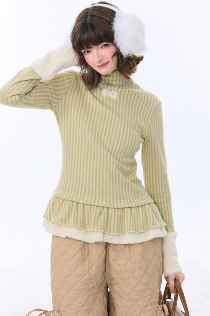 One-point Bow Peplum Top