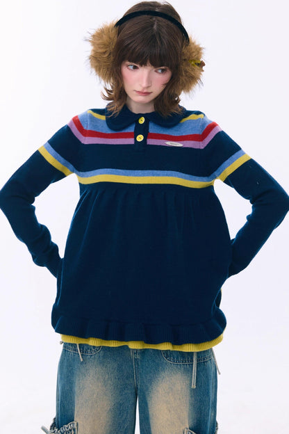 Contrast Striped Knit Sweater