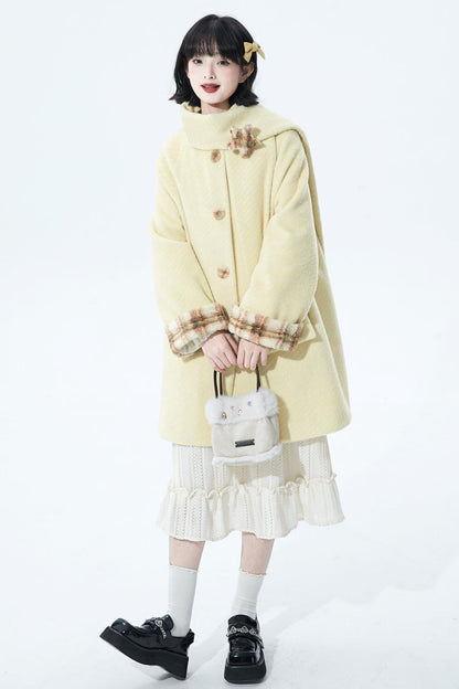 デタッチャブルプラッシュウールコート