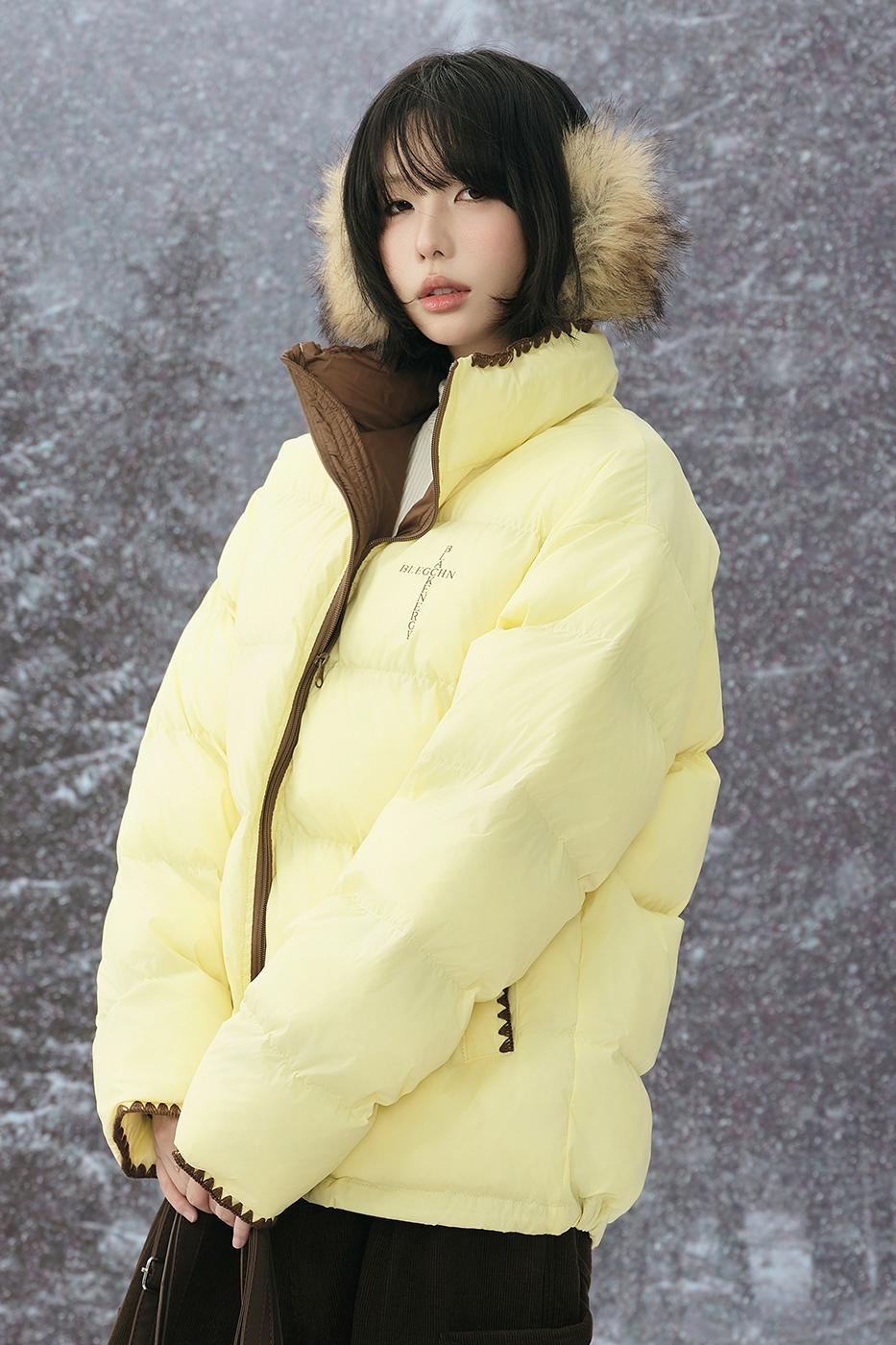 カラーブロックスタンドカラーコート