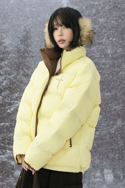 カラーブロックスタンドカラーコート