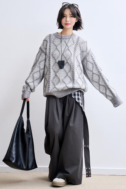 レトロダイヤモンドニットスウェット