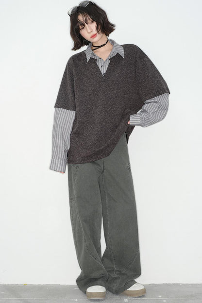 パッチワークカラーブロックブラウス