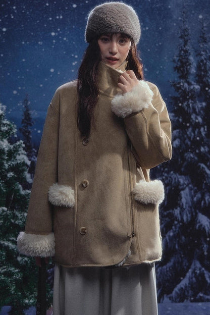 リバーシブルファースエードコート